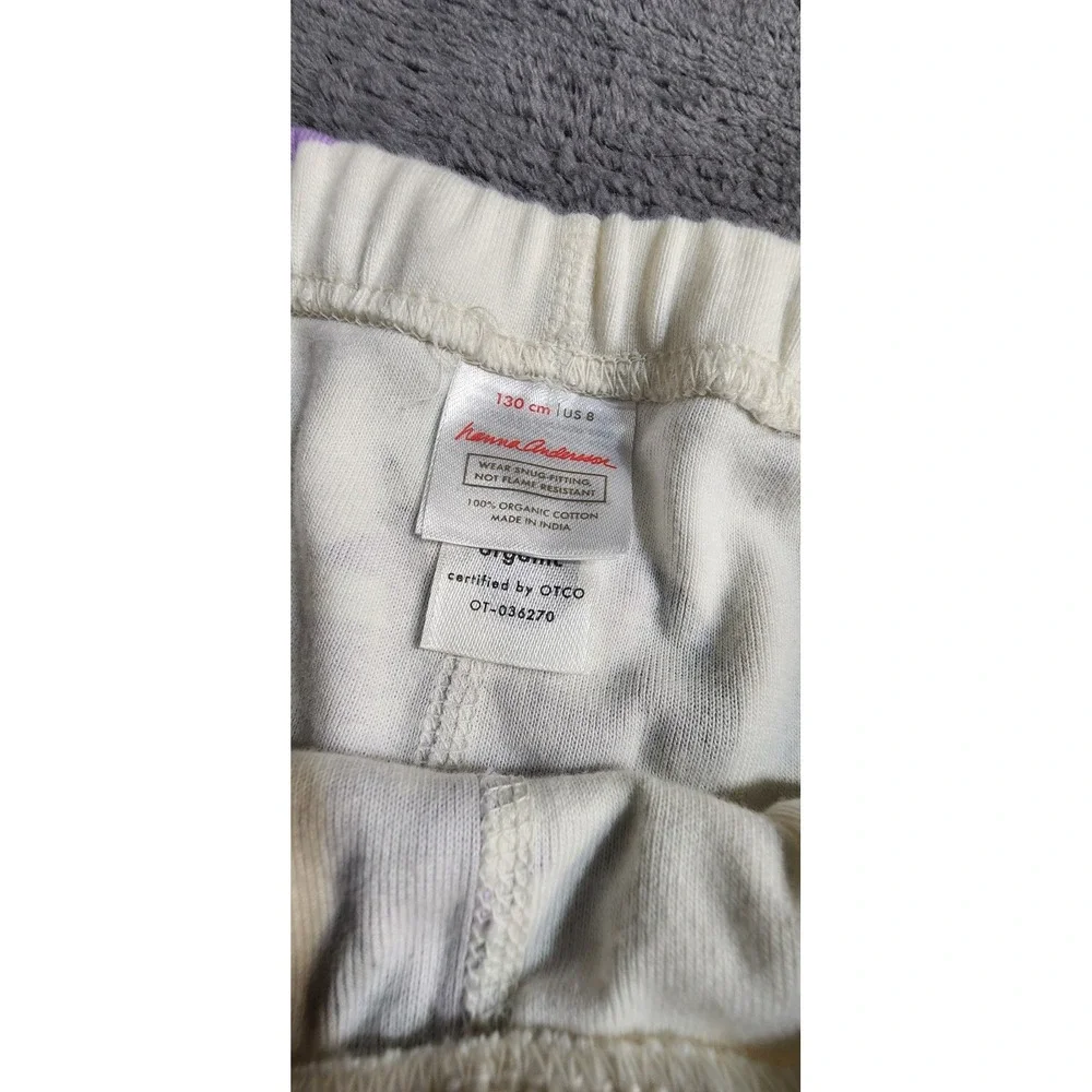 Hanna Andersson Girls Pajama Bottoms Unicorn White Purple Size 8 Kids Pj's Sleep